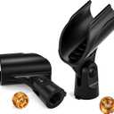 Moukey Microphone Mic Clip Holder for Mic Stand with 5/8" Male to 3/8" Female Adapter, 2-Pack