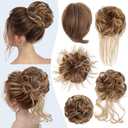 HMD 5 Pieces Messy Hair Bun Hairpiece Tousled Updo for Women Hair Extension Ponytail Scrunchies with Elastic Rubber Band Long Updo Messy Hairpiece Hair Accessories Set for Women12H24