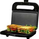 OVENTE Electric Panini Press Grill with Nonstick Plates, LED Indicator Lights, Thermostat Control, Cool Touch Handle, Compact Sandwich Maker Perfect for Cooking Breakfast, Snacks & More, Black GP0401B