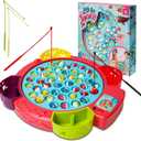 Fishing Games for Kids with 45 Fish and 4 Poles-Fishing Toy for Toddlers with 360 Rotation Board&Music,1-4 Players,Ages 3+