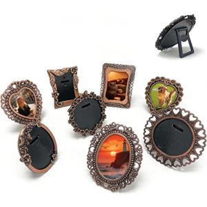 8 Pcs Mini Vintage Metal Picture Frames, 1 Inch Tiny Photo Display for Tabletop or Wall Decor, Antique-Style Frames for Home Gallery and Holiday Decoration
