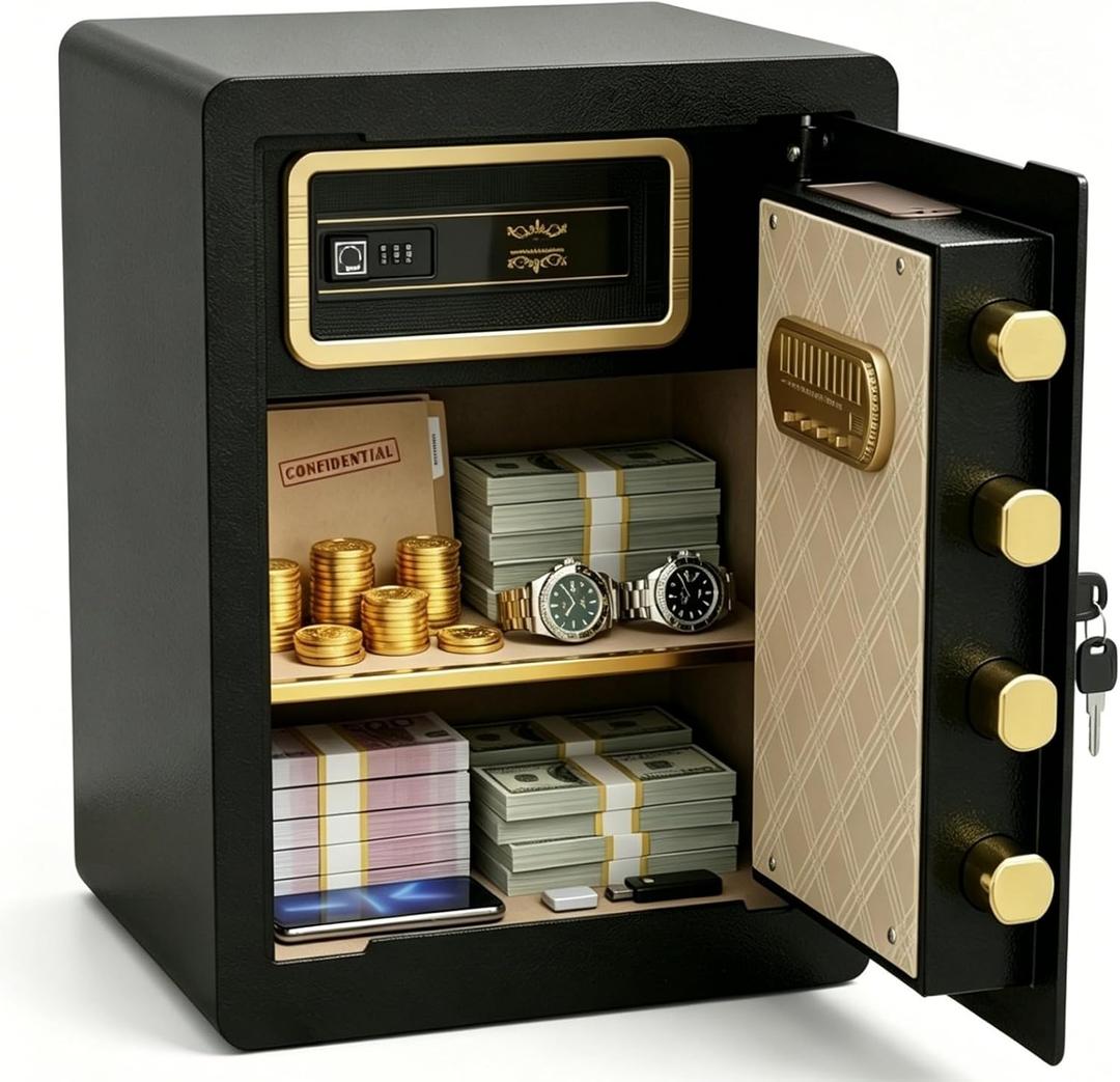 17.5" Tall Safe Box, 1.8 Cuft Fireproof Safe for Home with Hidden Lock Box, Anti-Theft Security Safe with Programmable Keypad Spare Keys, Digital Safety Box for Money Jewelry Documents