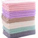 24PCS Kitchen Dishcloth, Microfiber Washcloth, Soft Cleaning Cloths, Coral Fleece/Lint Free/Absorbent/Quick Dry/Nonstick Oil Rags, Reusable Washable Tea Towel, 6'x8