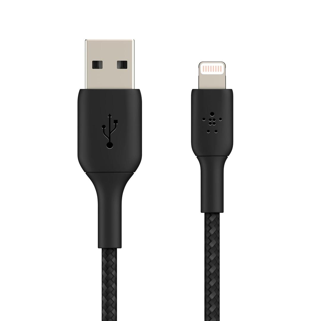 Belkin BoostCharge Braided Lightning Cable - 3.3ft/1M - MFi Certified Apple iPhone Charger USB to Lightning Cable - iPhone Cable - iPhone Charger Cord - Apple Phone Charger - Black