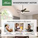 Hunter 52 inch Indoor Ceiling Fan with LED Lights - Bronze Ceiling Fan with Pull Chain, For Bedroom or Living Room, Standard Mount, No Remote, 5 Blades, Includes Bulbs - Builder Plus 53238, New Bronze