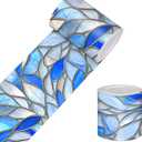 HOMETITUTE Wallpaper Border Peel and Stick Blue Leaf Texture Decorative Wall Trim Self Adhesive Border for Walls Mirror Frame Accent Strip for Bedroom Bathroom Kitchen Living Room 4x196 Inch