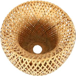 BAKEBK Bamboo Wicker Rattan Lampshade Hand-Woven Double Layer Bamboo Dome Lampshade Asian Rustic Japanese Lamp Design, 30*30*18cm