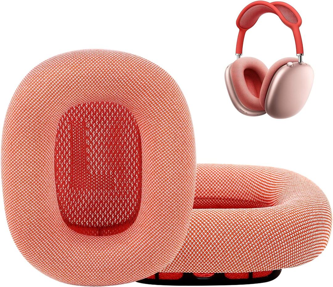 Replacement Ear Cushions for AirPods Max 1 Over-Ear Headphones, Mesh Fabric Covered Earpads with Memory Foam and Magnet (Pink)