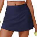 PINSPARK Womens Tennis Skirt High Waisted Golf Skort with 2 Pockets Stretchy Athletic Skirts for Workout Pickleball Running (X-Small, Navy Blue)