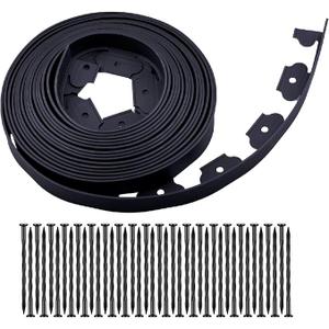 Garden Edging，40ft Landscape Edging with 40 Spikes for Lawn 2 Inch Tall(Black, 40FT)