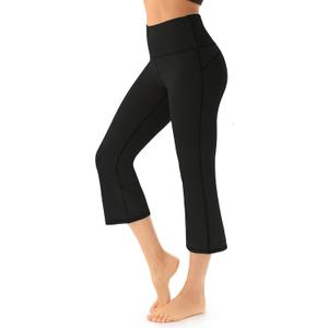 AFITNE Women's Yoga Pants Bootcut Workout Leggings Flare Casual Lounge Pants with Pockets High Waist and Tummy Control (Black, S)