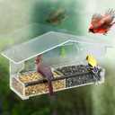 Kingsyard Window Bird Feeder with Strong Suction Cups, Clear Window Bird Feeder for Outdoors, Easy Refill & Clean Removable Tray, Ideal for Wild Watching, Garden Decor (Clear Roof)