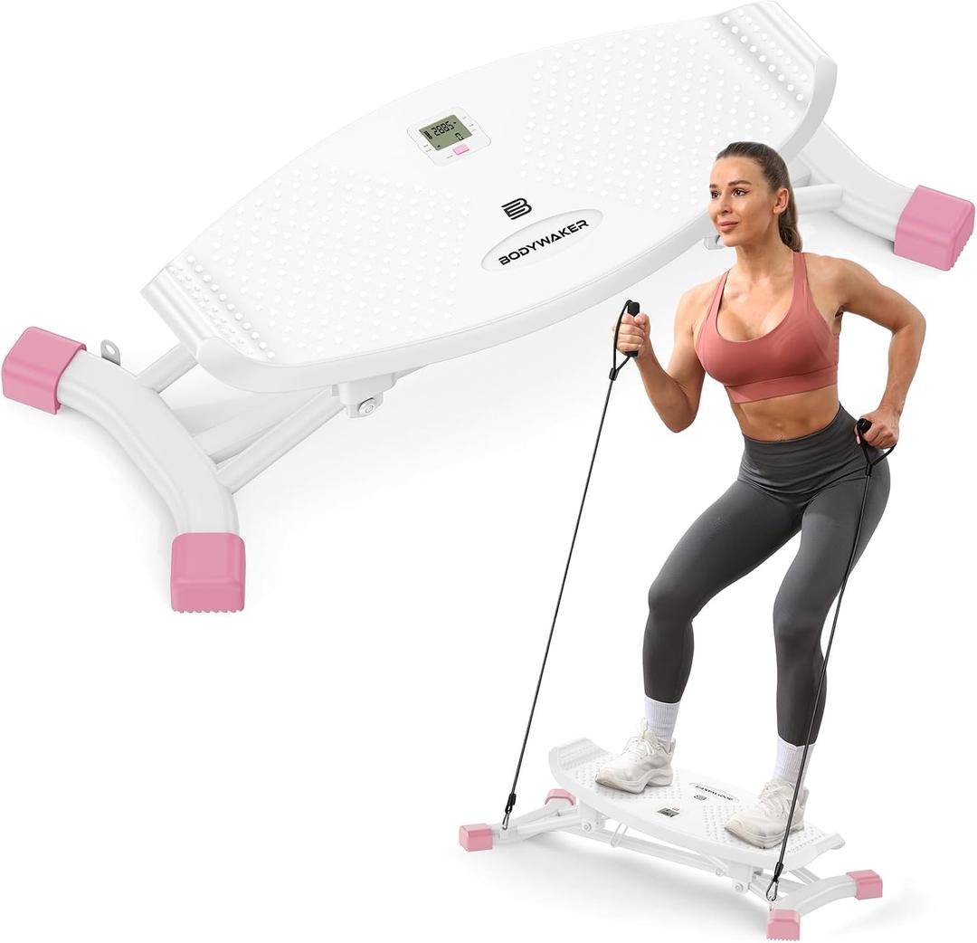 Balance Board for Full Body Workout, Wobble Board with LCD Monitor & Resistance Bands, 300 lbs Capacity Portable Rocker Board for Home Gym, Cardio, Core & Leg Training, 36" L x 18" W x 6" H
