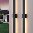 EDISHINE 2 Pack Modern Outdoor Wall Lights Dimmable, 39.3" Linear Led Exterior Wall Light, 3CCT, Iron & PC, IP65 Waterproof, Long Exterior Lighting Fixtures for Front Door, Stair, Black