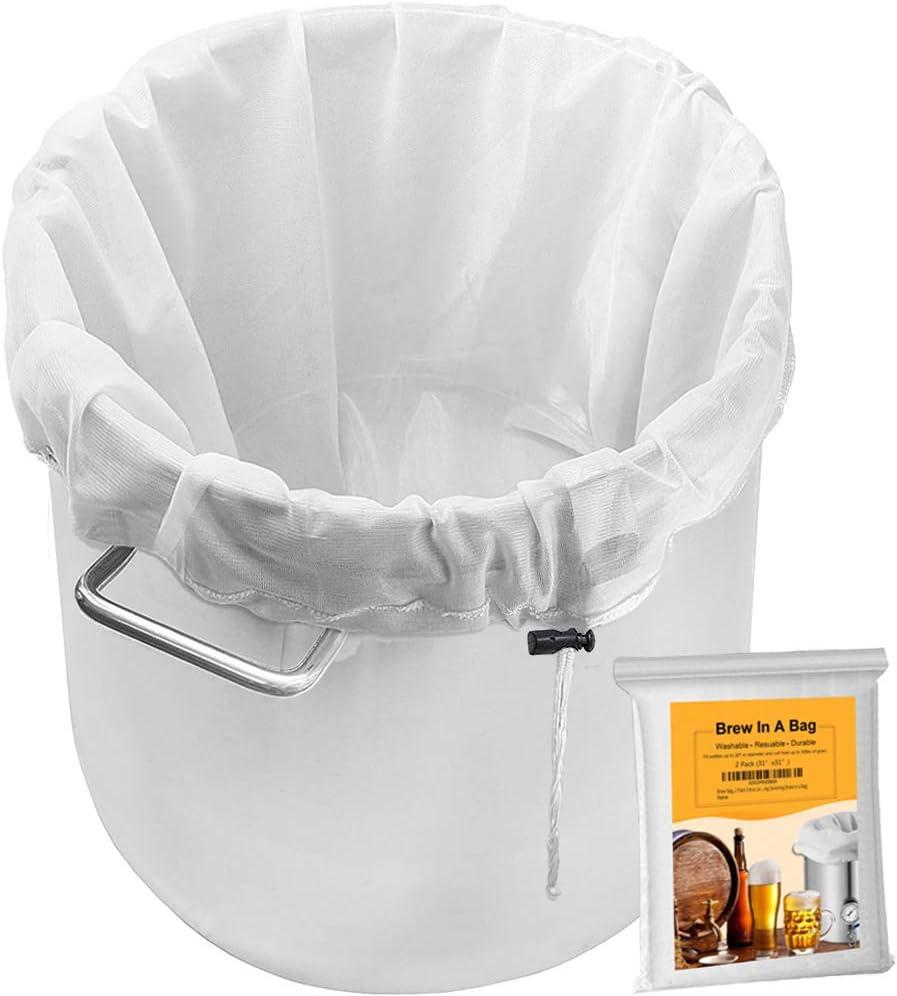 Brew Bag, 2 Pack Extra Large (26" x 22") Straining Bag,Reusable Cold Brew Bags Fine Mesh Bag for Fruit Cider Apple Grape Press Drawstring Straining Brew in a Bag