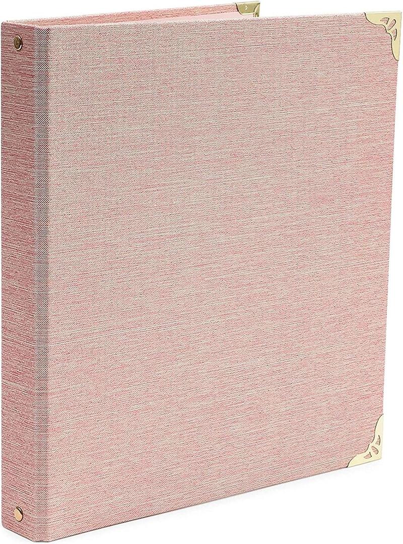 Paper Junkie Light Pink 3 Ring Binder with 1.5 Inch Rings, Decorative Linen File Folder with Gold Hardware for Office Supplies, Planner, Portfolio, 250 Sheet Capacity (11.5 x 10.5 in) - Pink Binder