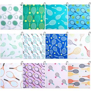 12 Pcs Soft Tennis Towel 15 x 17 Inch Absorbent Fast Drying Sports Towel with Clip Funny Tennis Gift for Women Men Sports Player Fitness Accessories (Cute)
