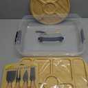 Portable Travel Charcuterie Board with Lid, Bamboo Charcuterie Cheese Board with Cover Accessories Gift Set, Large Covered Charcuterie Box Serving Tray Board Platter 7 Compartment Traveling Christmas