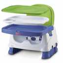 Fisher-Price Toddler Booster Seat Healthy Care Deluxe Blue Adjustable Chair for Dining Table & Travel with Baby, Dishwasher Safe Tray