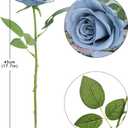 LVEFIT Artificial Rose Flower Artificial Flowers Flower with Long Stem Silk Roses Bouquet for Wedding Bridal Shower Party Home Decoration (Dusty Blue, 50 Pcs)