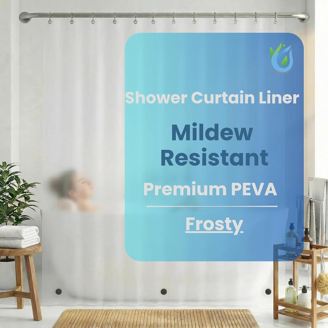 SUSTAINAURA® Premium Frosty Shower Curtain Liner 72x72 – Waterproof, Quick Dry, Odor Free, Eco Friendly, Non-Toxic with 3 Weighted Magnets & 12 Rustproof Grommets Bathroom Accessories