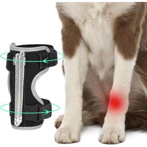 Dog Front Leg Brace with Removable Metal Springs- Adjustable Reflective Ankle Wrap for Dogs, Anti-Slip Reverse-Buckle Design Dog Ankle Brace for Arthritis, Sprains, Injury Recovery (Black, S)