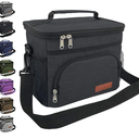 ExtraCharm Insulated Lunch Bag for Women/Men - Reusable Lunch Box for Office Picnic Hiking Beach - Leakproof Cooler Tote Bag Organizer Black