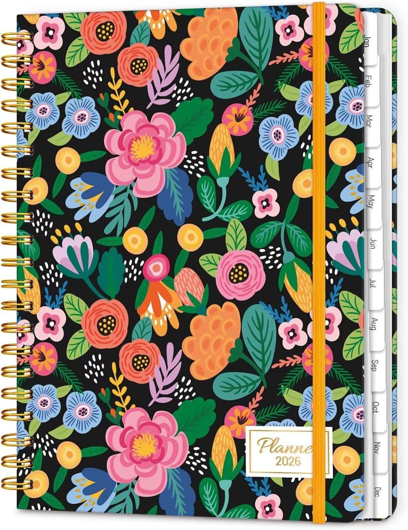 2026 Planner 8.5 x 11, Large Weekly and Monthly Planners with Tabs, A4 Spiral Bound Daily Calendar 2026 Planner, 12 Month Agenda Organizers from Jan. to Dec.(Pink Bloss)