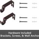 GXOACKJ Curtain Rods for windows 32-62 inch, 5/8 inch Decorative Brown Splicing Heavy Duty Metal Curtain Rod set with Brackets