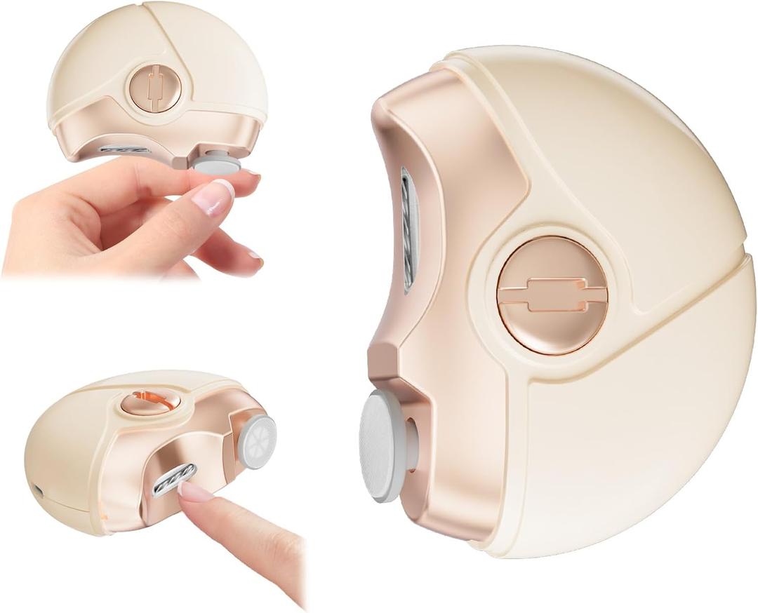 Electric Nail Clipper, Electric Nail Clippers for Seniors & Adults, Baby Electric Nail Trimmer with Trimming, Buffing, and Polish Removal, 3-in-1 Automatic Nail Clipper for Fingernail & Toe (Beige)