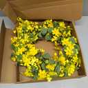 J'FLORU Artificial Spring Wreath 22 Inch Summer Wreaths for Front Door Yellow Daisy Wreath for Indoor Outdoor Home Decor and Easter Celebration