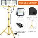 30000Lumen LED Work Lights with Stand - 3 Head Portable Work Light with IP65 Waterproof, Adjustable Stand, 16ft Cord for Construction Sites, Garage, Warehouse Lighting - Indoor Outdoor