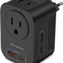 220V to 110V 20W PD Voltage Converter US to Europe International Universal Travel Adapter with 2 USB-A 2 USB-C Port Worldwide Power Converters Plug Combo
