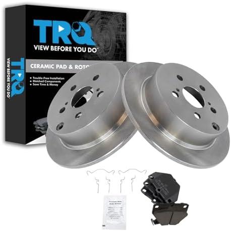 TRQ Rear Brake Pad and Rotor Set Ceramic Solid Rotors Compatible with 2003-2006 Pontiac Vibe 2000-2005 Toyota Celica 2005-2006 Corolla XRS 2003-2006 Matrix XRS