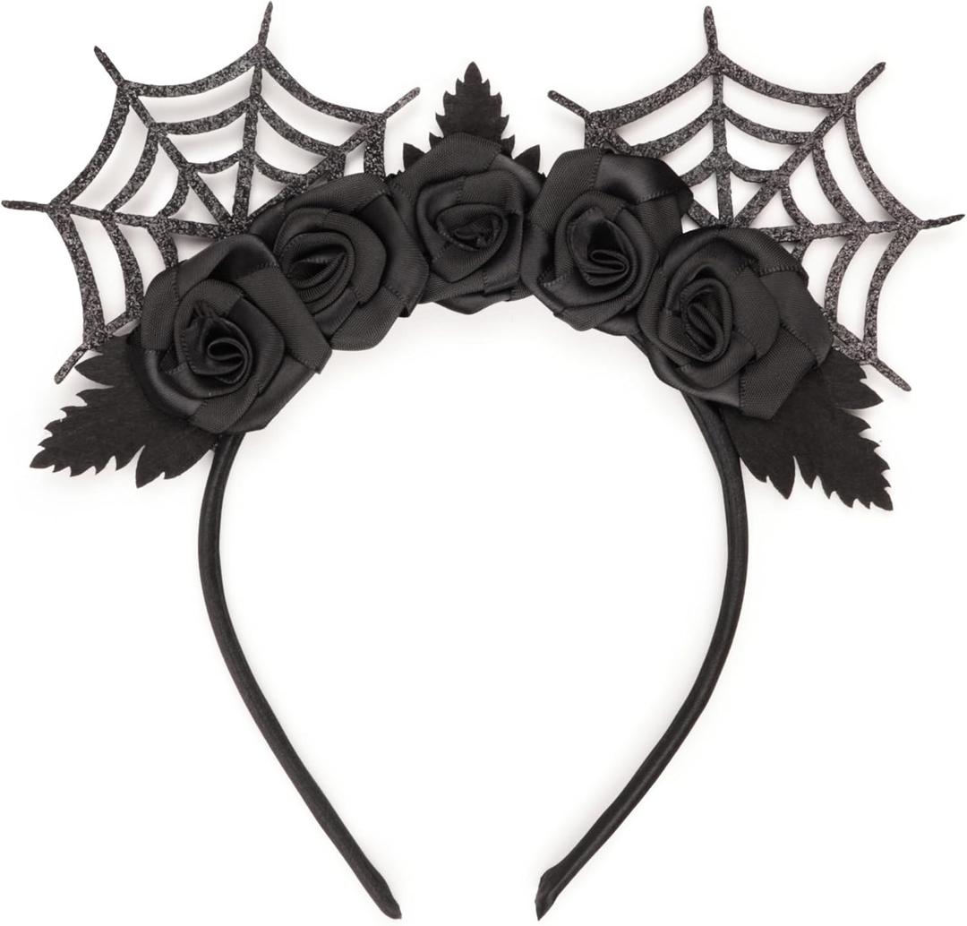 Needzo Halloween Mouse Ear Headband, Glitter Party Decoration Costume Accessories for Girls and Women, One Size (Spiderweb)