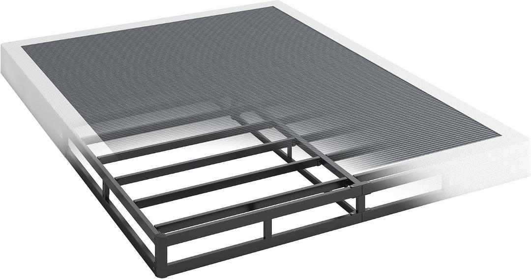 QEROMY 5 Inch Low Profile Box Spring, Sturdy Metal Frame Mattress Foundation, Easy Assembly, Quiet & Noise-Free, Queen Size