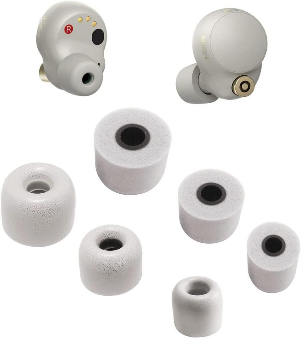 JNSA Foam Tips Replacement for Sony WF-1000XM4 Sliver,WF-1000XM5, WF-XB700, Ultimate Comfort Noise Canceling Memory Foam Eartips Foam Ear Tips,Small Size 3 Pairs, Silver S Size (FoamXM4S3PS)
