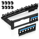 Everest 24 Port Keystone Patch Panel (1-Pack) - Removable 6-Port Panels - Use with Slim Profile Keystones ONLY (Wider Jacks May not fit Side by Side) - with Adjustable Rear Cable Management Bar