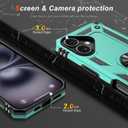 IKAZZ for iPhone 16 Case 6.1 Inch with Screen Protector,Military Grade Shockproof Heavy Duty Protective Phone Cover Pass 16ft Drop Test with Magnetic Kickstand Car Mount Holder,Turquoise Color