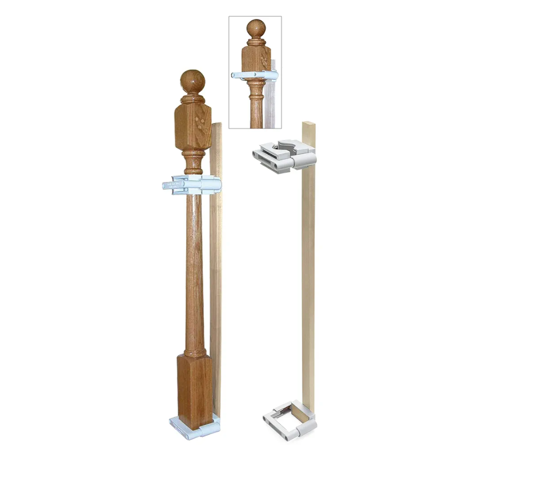 Safety Innovations No Hole Stairway Baby Gate Mounting Kit - Fits Posts from 2 3/4 inches to 3 1/2 inches Wide with Square or Round Tops - No Adhesives On Or Screws in Your Posts, (1-Pack)