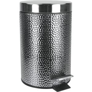 Small Trash Can with Lid Soft Close by Home Basics, Foot Pedal Round Bathroom Garbage Can with Hammered Stainless Steel Finish and Removable Inner Wastebasket