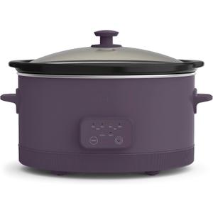 bella 6.0 Qt Programmable Slow Cooker, Ceramic Nonstick Coating, Adjustable Temperature & Cooking Times, Dishwasher Safe Stoneware Pot & Tempered Glass Lid, Tangle Free Cord Wrap, Plum