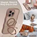VENINGO for iPhone 15 Pro Case, Magnetic Slim Wave Translucent Matte Mag-Safe Invisible Ring Stand Shockproof Phone Cover Mag-Safe for iPhone 15 Pro 6.1", Desert Brown
