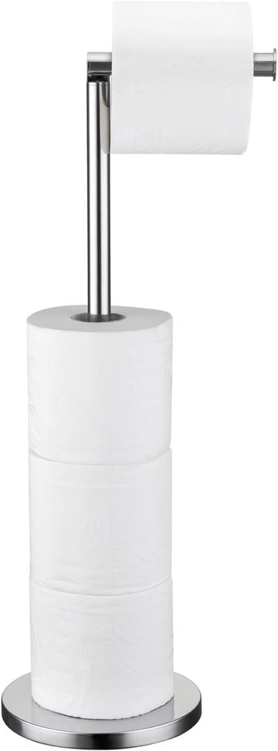 WELLLINK Freestanding Toilet Paper Holder Stand with Heavy Weighted Base, Heavy Duty Bathroom Tissue Paper Stand for Bathroom, Polished Chrome Finish