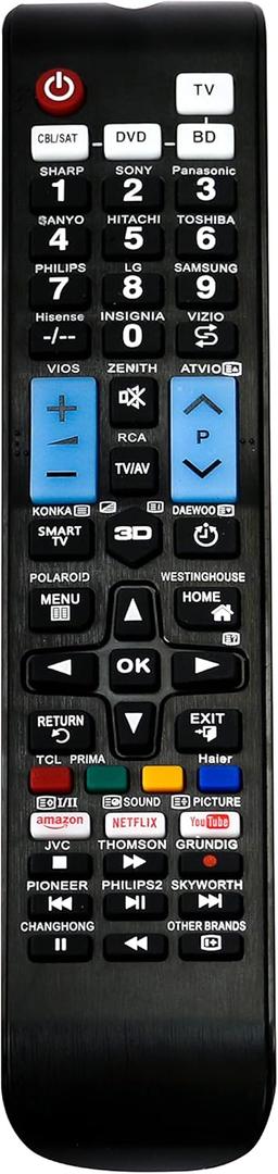 QFX REM-10 Universal 4 in Smart TV Remote Control Sony, Philips, Samsung, LG, Panasonic, Toshiba, & Many More Plus 3D TVs Featuring Video, Netflix, YouTube Buttons