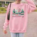 Christmas Sweatshirts for Women All Booked Christmas Sweater Funny Merry Sweatshirt Xmas Holiday Long Sleeve Pullover (Pink, S)