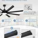 ZMISHIBO 72 Inch Ceiling Fans with Lights, Indoor/Outdoor Industrial Ceiling Fan with 8 Aluminum Reversible Blade, Quiet DC Motor, 3CCT&6-Speed Remote Control, Damp Rated for Living Room/Garage/Gazebo