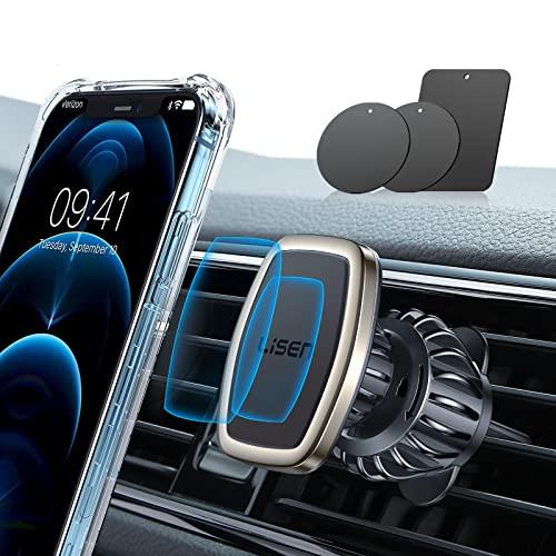 LISEN Upgraded Magnetic Phone Clip for Car - Ultra Strong 6 Magnets - Holder for 4-6.7 inch Smartphones (Gold)
