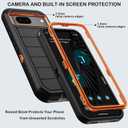 KECAI for Google Pixel 7 Case with Belt Clip Holster,2X Screen Protector,Heavy Duty Shockproof Drop Protection Military Grade Full Body Rugged Phone Cover with Kickstand Black Orange