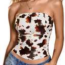 Verdusa Women's Leather Top Backless Tube Top Strapless Crop Corset Tops Going Out Outfits (M)